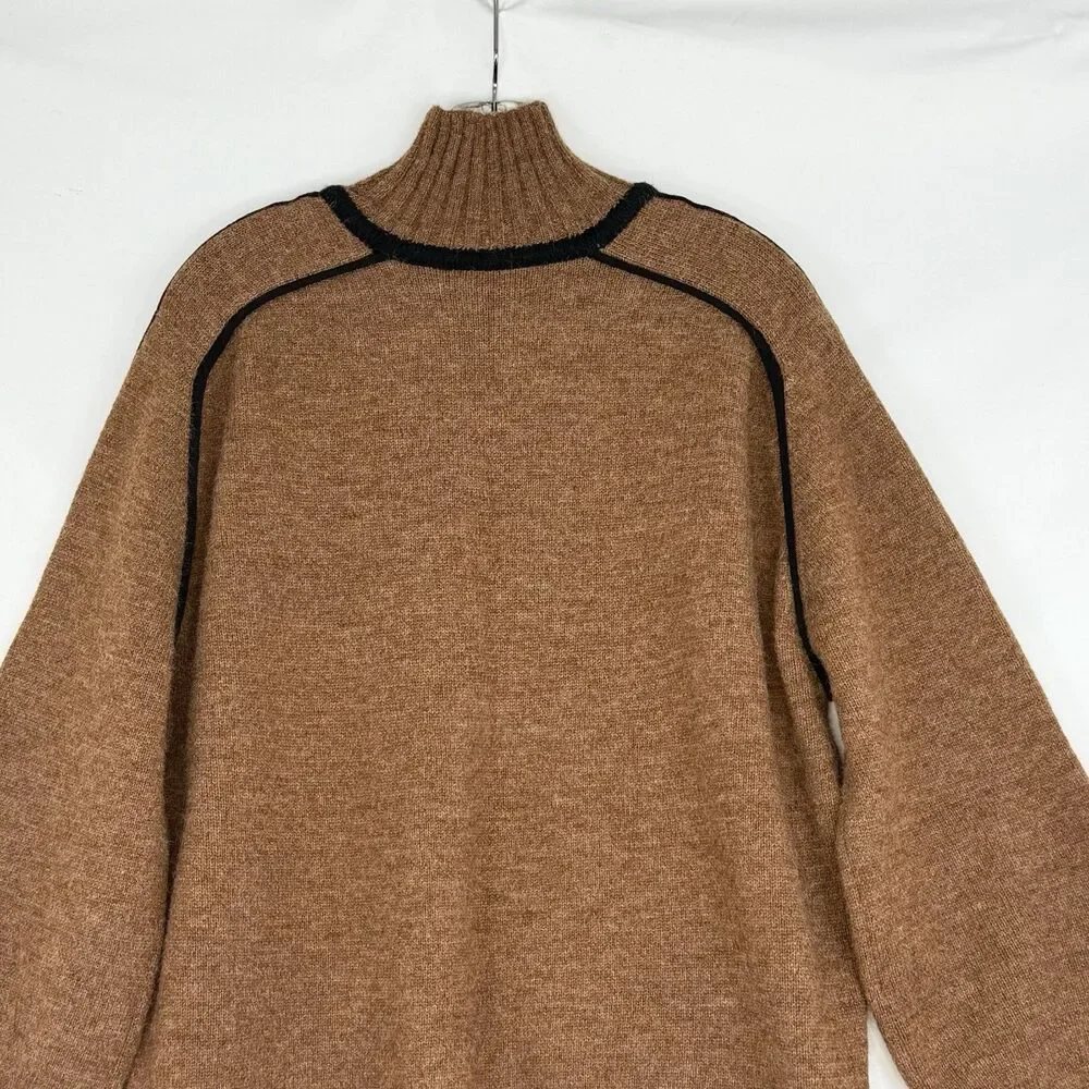 Weekend Womens Turtleneck Sweater Size L Nutmeg/Black